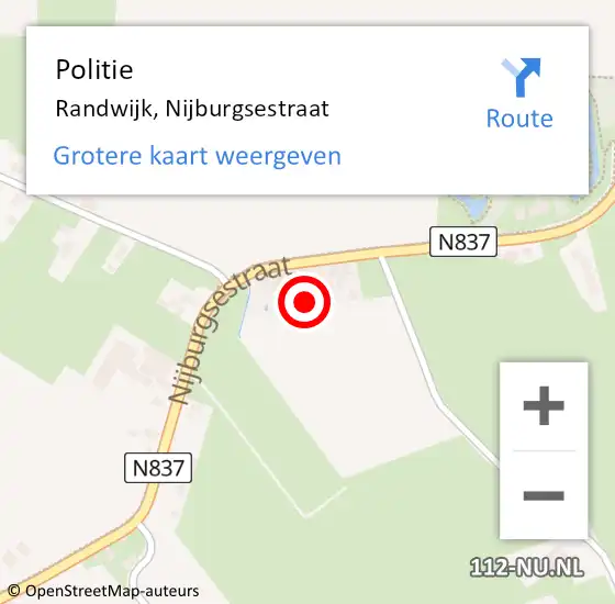 Locatie op kaart van de 112 melding: Politie Randwijk, Nijburgsestraat op 31 mei 2021 16:46