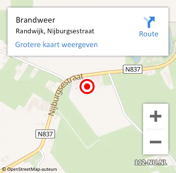 Locatie op kaart van de 112 melding: Brandweer Randwijk, Nijburgsestraat op 31 mei 2021 16:48