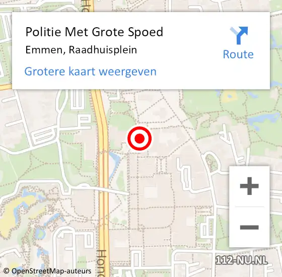 Locatie op kaart van de 112 melding: Politie Met Grote Spoed Naar Emmen, Raadhuisplein op 31 mei 2021 16:49