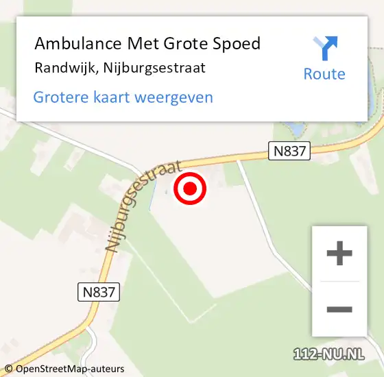 Locatie op kaart van de 112 melding: Ambulance Met Grote Spoed Naar Randwijk, Nijburgsestraat op 31 mei 2021 16:52