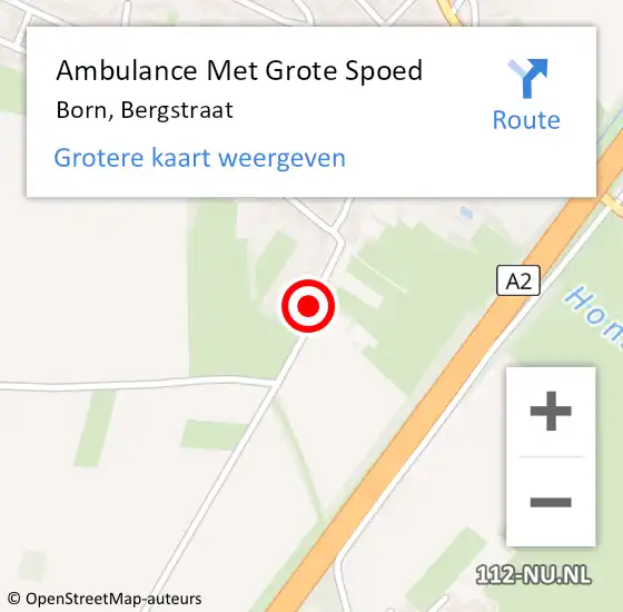 Locatie op kaart van de 112 melding: Ambulance Met Grote Spoed Naar Born, Bergstraat op 11 juni 2014 22:26