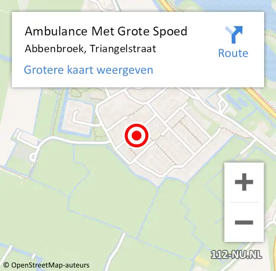 Locatie op kaart van de 112 melding: Ambulance Met Grote Spoed Naar Abbenbroek, Triangelstraat op 31 mei 2021 17:20