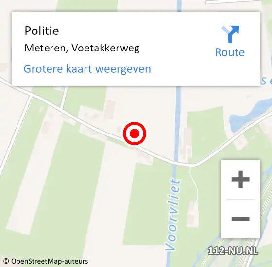 Locatie op kaart van de 112 melding: Politie Meteren, Voetakkerweg op 31 mei 2021 17:57