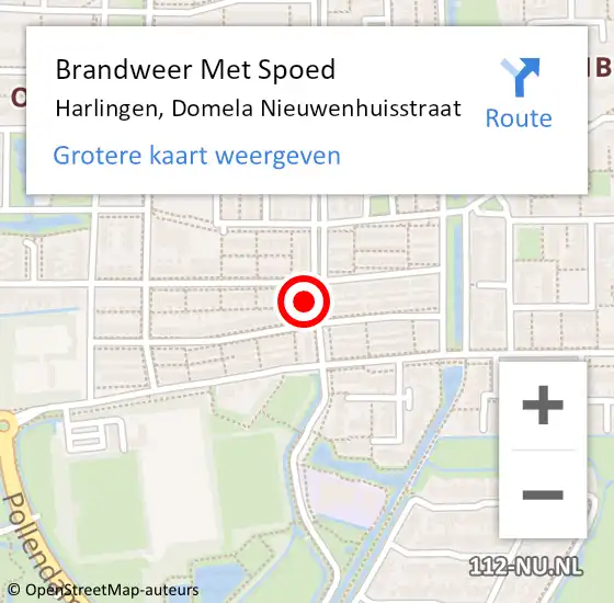 Locatie op kaart van de 112 melding: Brandweer Met Spoed Naar Harlingen, Domela Nieuwenhuisstraat op 11 juni 2014 22:33