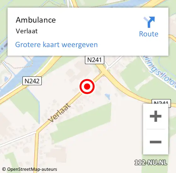 Locatie op kaart van de 112 melding: Ambulance Verlaat op 31 mei 2021 18:43