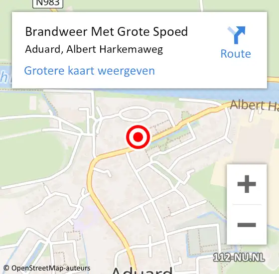 Locatie op kaart van de 112 melding: Brandweer Met Grote Spoed Naar Aduard, Albert Harkemaweg op 31 mei 2021 18:53