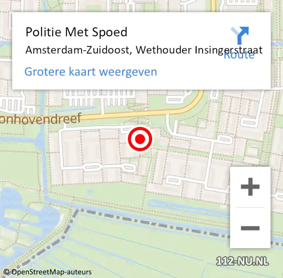 Locatie op kaart van de 112 melding: Politie Met Spoed Naar Amsterdam-Zuidoost, Wethouder Insingerstraat op 31 mei 2021 19:07