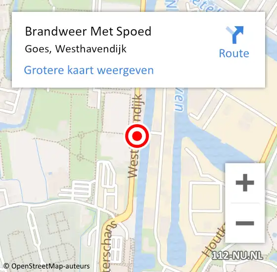 Locatie op kaart van de 112 melding: Brandweer Met Spoed Naar Goes, Westhavendijk op 31 mei 2021 19:10