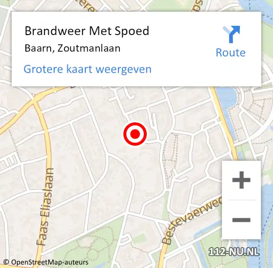 Locatie op kaart van de 112 melding: Brandweer Met Spoed Naar Baarn, Zoutmanlaan op 31 mei 2021 19:11