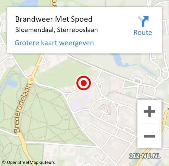 Locatie op kaart van de 112 melding: Brandweer Met Spoed Naar Bloemendaal, Sterreboslaan op 31 mei 2021 19:36