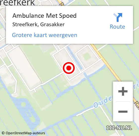 Locatie op kaart van de 112 melding: Ambulance Met Spoed Naar Streefkerk, Grasakker op 31 mei 2021 19:41