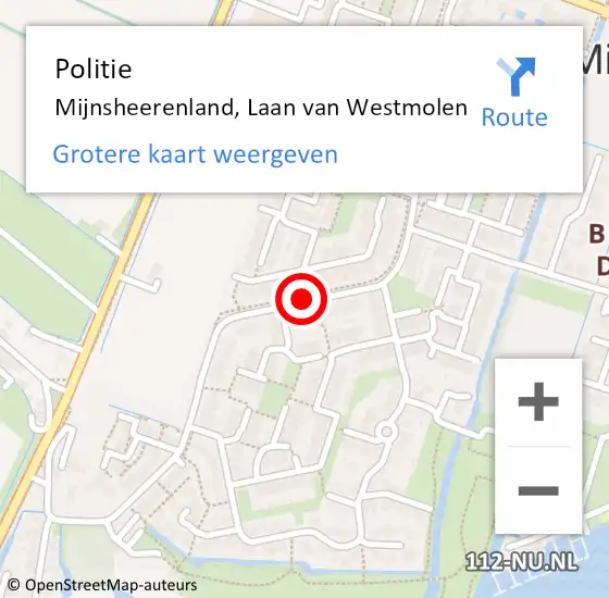 Locatie op kaart van de 112 melding: Politie Mijnsheerenland, Laan van Westmolen op 31 mei 2021 19:52