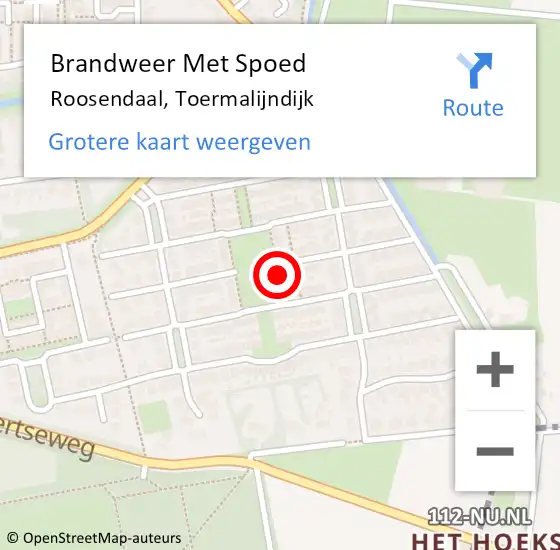 Locatie op kaart van de 112 melding: Brandweer Met Spoed Naar Roosendaal, Toermalijndijk op 31 mei 2021 19:54