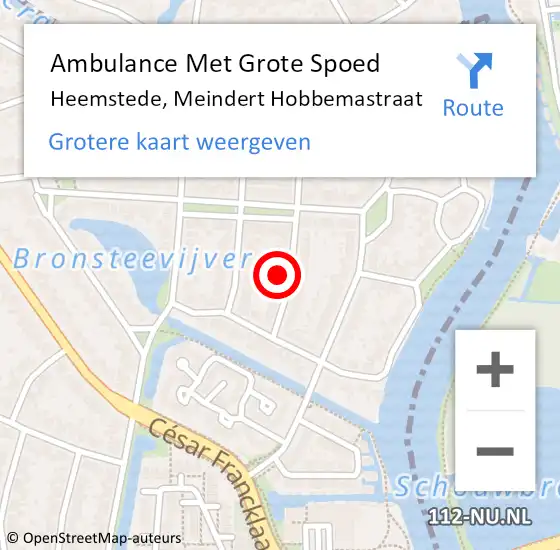 Locatie op kaart van de 112 melding: Ambulance Met Grote Spoed Naar Heemstede, Meindert Hobbemastraat op 31 mei 2021 20:52