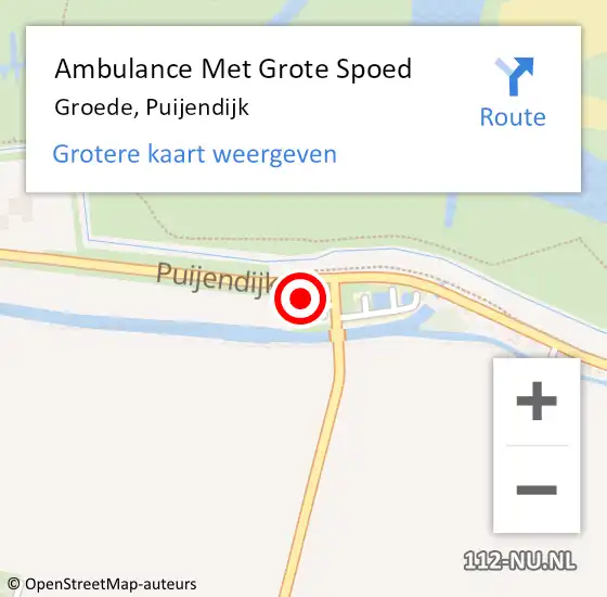 Locatie op kaart van de 112 melding: Ambulance Met Grote Spoed Naar Groede, Puijendijk op 31 mei 2021 21:14