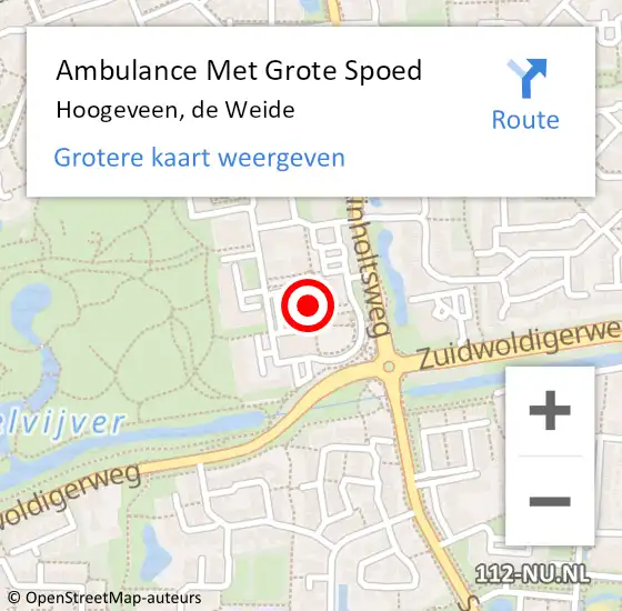 Locatie op kaart van de 112 melding: Ambulance Met Grote Spoed Naar Hoogeveen, de Weide op 31 mei 2021 21:19