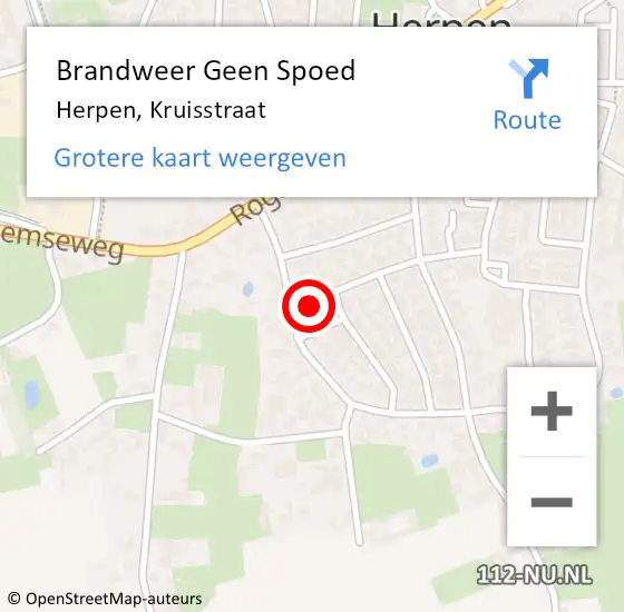 Locatie op kaart van de 112 melding: Brandweer Geen Spoed Naar Herpen, Kruisstraat op 31 mei 2021 22:01