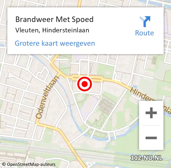 Locatie op kaart van de 112 melding: Brandweer Met Spoed Naar Vleuten, Hindersteinlaan op 31 mei 2021 22:12