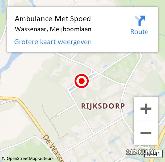 Locatie op kaart van de 112 melding: Ambulance Met Spoed Naar Wassenaar, Meijboomlaan op 31 mei 2021 22:13