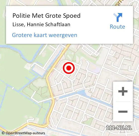 Locatie op kaart van de 112 melding: Politie Met Grote Spoed Naar Lisse, Hannie Schaftlaan op 31 mei 2021 22:46