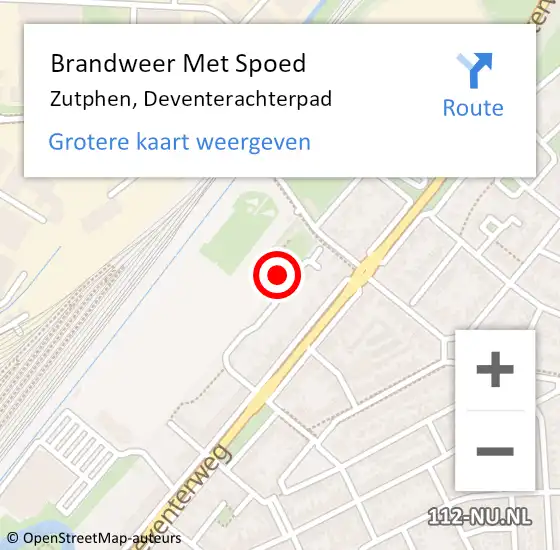 Locatie op kaart van de 112 melding: Brandweer Met Spoed Naar Zutphen, Deventerachterpad op 31 mei 2021 23:05