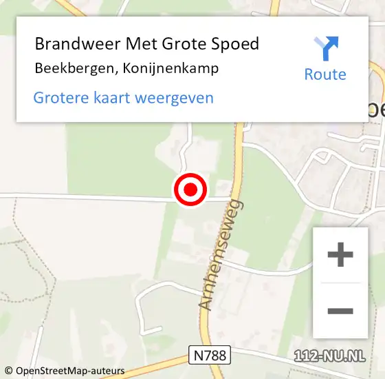 Locatie op kaart van de 112 melding: Brandweer Met Grote Spoed Naar Beekbergen, Konijnenkamp op 31 mei 2021 23:48