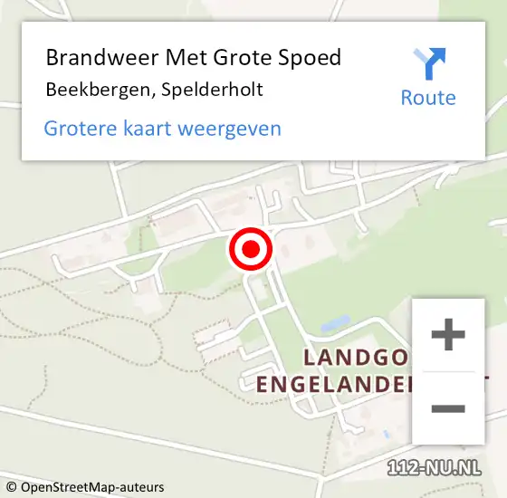 Locatie op kaart van de 112 melding: Brandweer Met Grote Spoed Naar Beekbergen, Spelderholt op 1 juni 2021 00:01