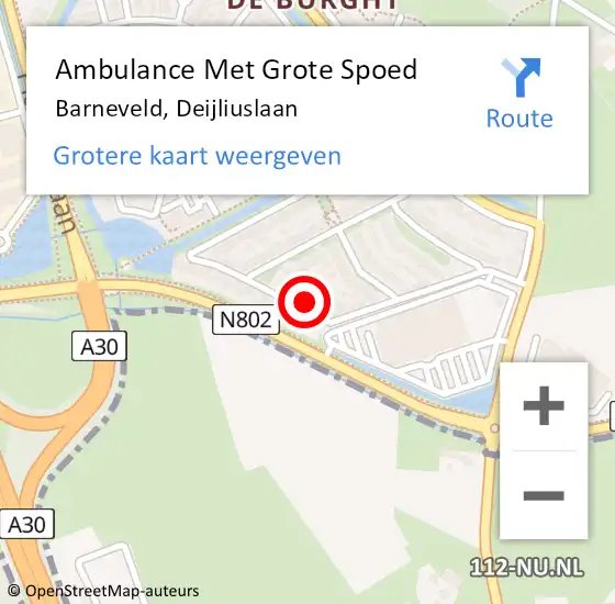 Locatie op kaart van de 112 melding: Ambulance Met Grote Spoed Naar Barneveld, Deijliuslaan op 1 juni 2021 00:22