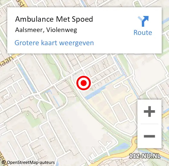 Locatie op kaart van de 112 melding: Ambulance Met Spoed Naar Aalsmeer, Violenweg op 1 juni 2021 02:00