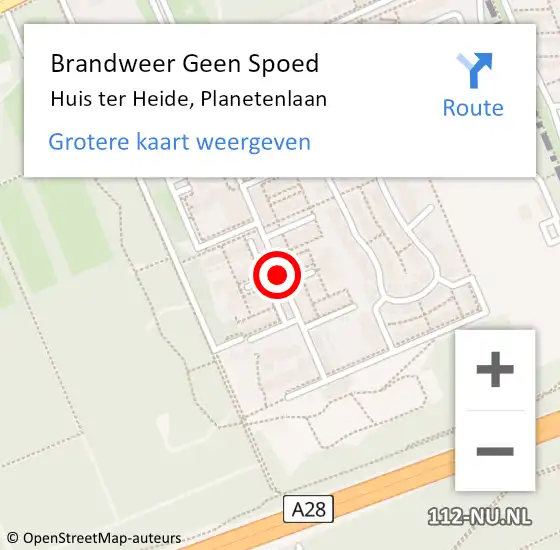 Locatie op kaart van de 112 melding: Brandweer Geen Spoed Naar Huis ter Heide, Planetenlaan op 1 juni 2021 03:47