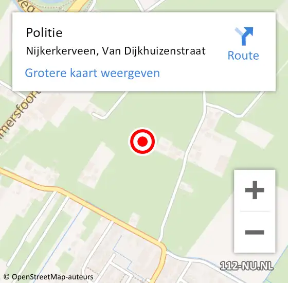 Locatie op kaart van de 112 melding: Politie Nijkerkerveen, Van Dijkhuizenstraat op 1 juni 2021 05:05