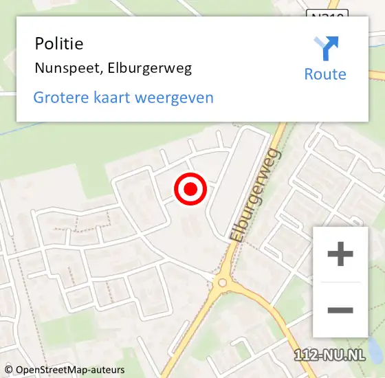 Locatie op kaart van de 112 melding: Politie Nunspeet, Elburgerweg op 1 juni 2021 06:07