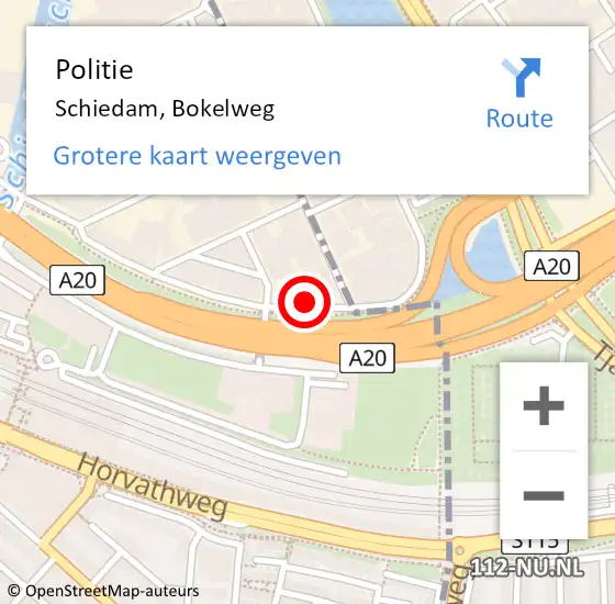 Locatie op kaart van de 112 melding: Politie Schiedam, Bokelweg op 1 juni 2021 06:41