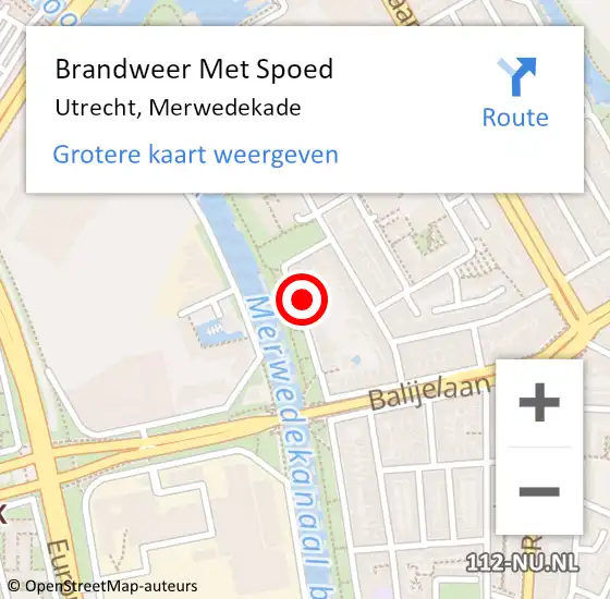 Locatie op kaart van de 112 melding: Brandweer Met Spoed Naar Utrecht, Merwedekade op 1 juni 2021 07:59