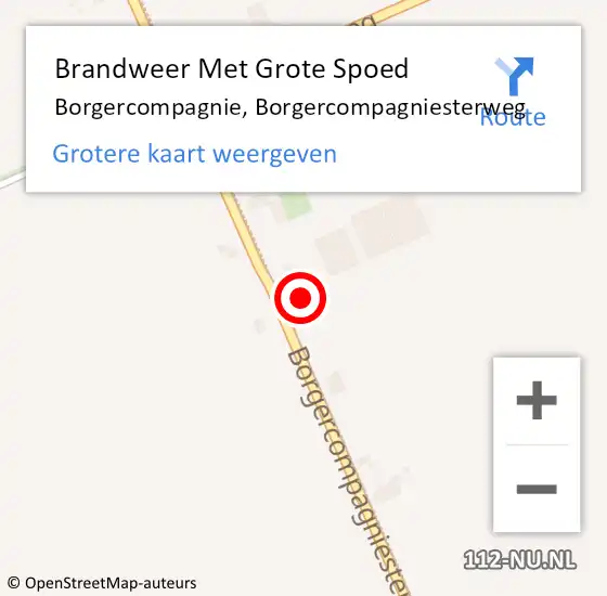 Locatie op kaart van de 112 melding: Brandweer Met Grote Spoed Naar Borgercompagnie, Borgercompagniesterweg op 1 juni 2021 08:38