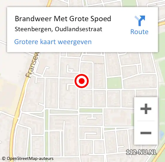 Locatie op kaart van de 112 melding: Brandweer Met Grote Spoed Naar Steenbergen, Oudlandsestraat op 1 juni 2021 09:01