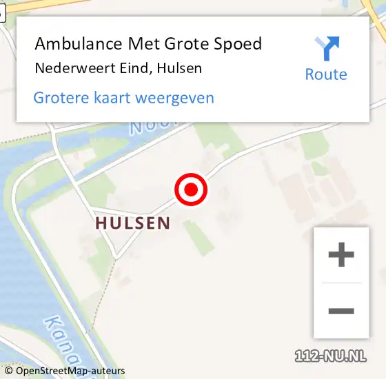 Locatie op kaart van de 112 melding: Ambulance Met Grote Spoed Naar Nederweert Eind, Hulsen op 1 juni 2021 09:29
