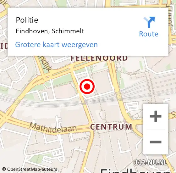 Locatie op kaart van de 112 melding: Politie Eindhoven, Schimmelt op 1 juni 2021 10:18