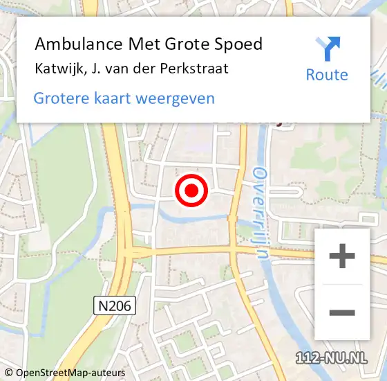 Locatie op kaart van de 112 melding: Ambulance Met Grote Spoed Naar Katwijk, J. van der Perkstraat op 1 juni 2021 10:27