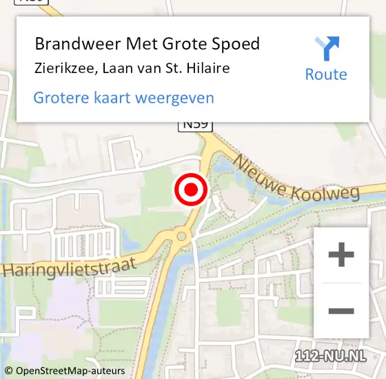 Locatie op kaart van de 112 melding: Brandweer Met Grote Spoed Naar Zierikzee, Laan van St. Hilaire op 1 juni 2021 10:43