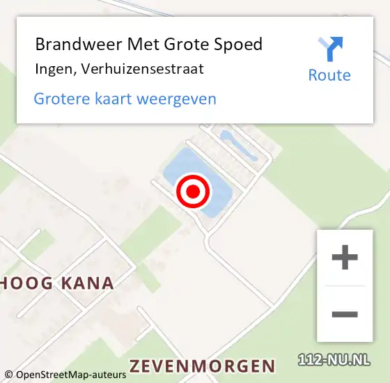 Locatie op kaart van de 112 melding: Brandweer Met Grote Spoed Naar Ingen, Verhuizensestraat op 1 juni 2021 11:14