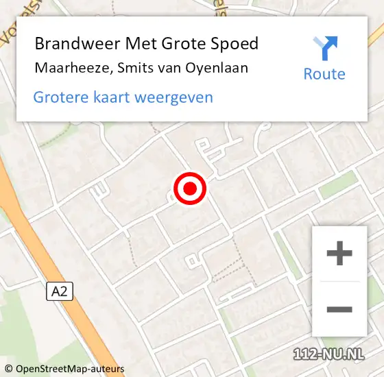 Locatie op kaart van de 112 melding: Brandweer Met Grote Spoed Naar Maarheeze, Smits van Oyenlaan op 1 juni 2021 11:28