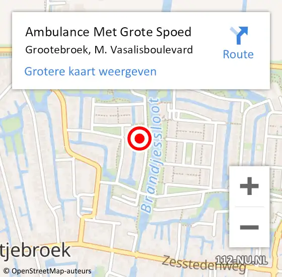 Locatie op kaart van de 112 melding: Ambulance Met Grote Spoed Naar Grootebroek, M. Vasalisboulevard op 1 juni 2021 11:30