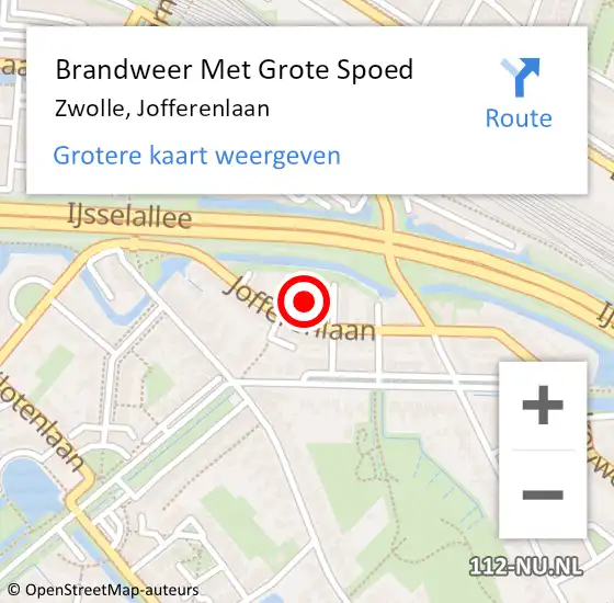 Locatie op kaart van de 112 melding: Brandweer Met Grote Spoed Naar Zwolle, Jofferenlaan op 1 juni 2021 11:31