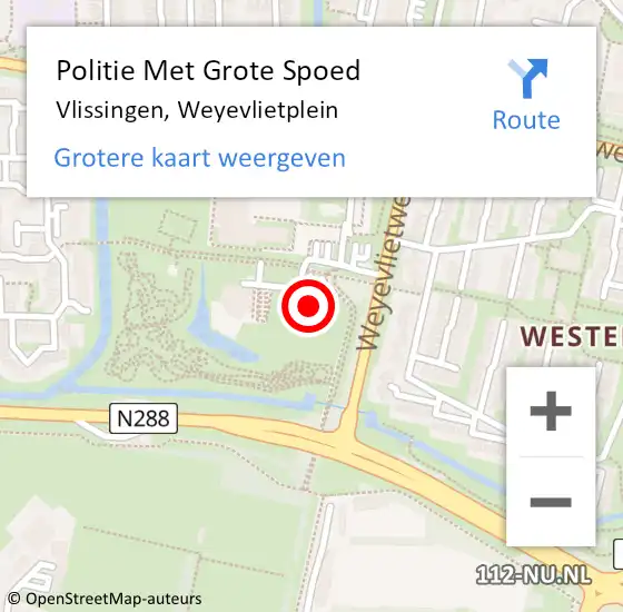 Locatie op kaart van de 112 melding: Politie Met Grote Spoed Naar Vlissingen, Weyevlietplein op 1 juni 2021 11:43