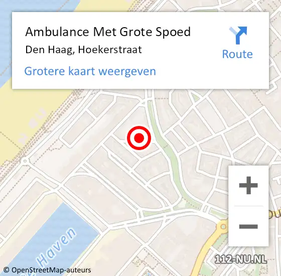 Locatie op kaart van de 112 melding: Ambulance Met Grote Spoed Naar Den Haag, Hoekerstraat op 1 juni 2021 11:46