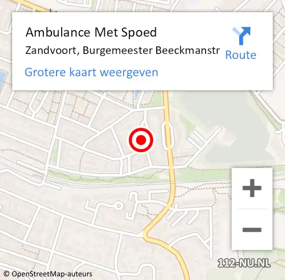 Locatie op kaart van de 112 melding: Ambulance Met Spoed Naar Zandvoort, Burgemeester Beeckmanstr op 1 juni 2021 11:55