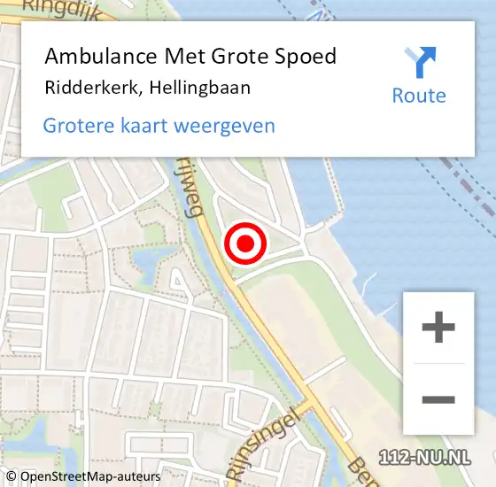 Locatie op kaart van de 112 melding: Ambulance Met Grote Spoed Naar Ridderkerk, Hellingbaan op 1 juni 2021 12:12