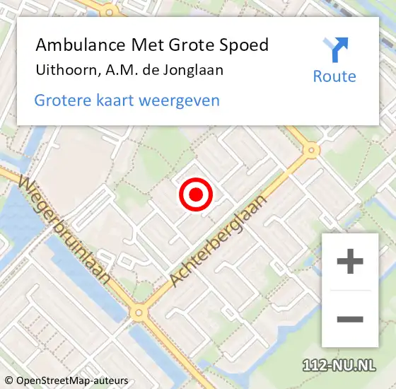 Locatie op kaart van de 112 melding: Ambulance Met Grote Spoed Naar Uithoorn, A.M. de Jonglaan op 1 juni 2021 12:54