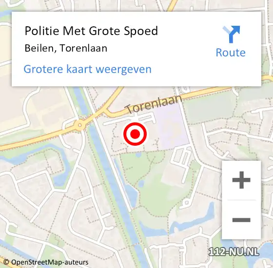 Locatie op kaart van de 112 melding: Politie Met Grote Spoed Naar Beilen, Torenlaan op 1 juni 2021 13:15